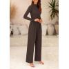 imagePRETTYGARDEN Womens Jumpsuit Dressy Casual Spring Fall Fashion One Piece Outfits Long Sleeve Mock Neck Wide Leg Pants RompersCoffee