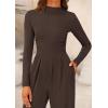 imagePRETTYGARDEN Womens Jumpsuit Dressy Casual Spring Fall Fashion One Piece Outfits Long Sleeve Mock Neck Wide Leg Pants RompersCoffee