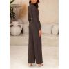 imagePRETTYGARDEN Womens Jumpsuit Dressy Casual Spring Fall Fashion One Piece Outfits Long Sleeve Mock Neck Wide Leg Pants RompersCoffee