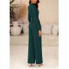 imagePRETTYGARDEN Womens Jumpsuit Dressy Casual Spring Fall Fashion One Piece Outfits Long Sleeve Mock Neck Wide Leg Pants RompersDark Green