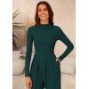 imagePRETTYGARDEN Womens Jumpsuit Dressy Casual Spring Fall Fashion One Piece Outfits Long Sleeve Mock Neck Wide Leg Pants RompersDark Green
