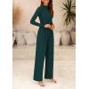 imagePRETTYGARDEN Womens Jumpsuit Dressy Casual Spring Fall Fashion One Piece Outfits Long Sleeve Mock Neck Wide Leg Pants RompersDark Green