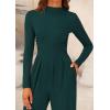imagePRETTYGARDEN Womens Jumpsuit Dressy Casual Spring Fall Fashion One Piece Outfits Long Sleeve Mock Neck Wide Leg Pants RompersDark Green