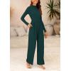 imagePRETTYGARDEN Womens Jumpsuit Dressy Casual Spring Fall Fashion One Piece Outfits Long Sleeve Mock Neck Wide Leg Pants RompersDark Green