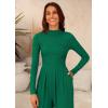imagePRETTYGARDEN Womens Jumpsuit Dressy Casual Spring Fall Fashion One Piece Outfits Long Sleeve Mock Neck Wide Leg Pants RompersGreen