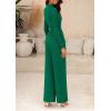 imagePRETTYGARDEN Womens Jumpsuit Dressy Casual Spring Fall Fashion One Piece Outfits Long Sleeve Mock Neck Wide Leg Pants RompersGreen