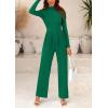 imagePRETTYGARDEN Womens Jumpsuit Dressy Casual Spring Fall Fashion One Piece Outfits Long Sleeve Mock Neck Wide Leg Pants RompersGreen