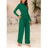 imagePRETTYGARDEN Womens Jumpsuit Dressy Casual Spring Fall Fashion One Piece Outfits Long Sleeve Mock Neck Wide Leg Pants RompersGreen