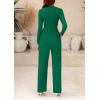 imagePRETTYGARDEN Womens Jumpsuit Dressy Casual Spring Fall Fashion One Piece Outfits Long Sleeve Mock Neck Wide Leg Pants RompersGreen