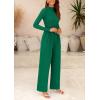 imagePRETTYGARDEN Womens Jumpsuit Dressy Casual Spring Fall Fashion One Piece Outfits Long Sleeve Mock Neck Wide Leg Pants RompersGreen