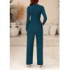 imagePRETTYGARDEN Womens Jumpsuit Dressy Casual Spring Fall Fashion One Piece Outfits Long Sleeve Mock Neck Wide Leg Pants RompersLake Blue