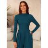 imagePRETTYGARDEN Womens Jumpsuit Dressy Casual Spring Fall Fashion One Piece Outfits Long Sleeve Mock Neck Wide Leg Pants RompersLake Blue