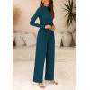 imagePRETTYGARDEN Womens Jumpsuit Dressy Casual Spring Fall Fashion One Piece Outfits Long Sleeve Mock Neck Wide Leg Pants RompersLake Blue