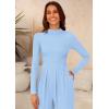 imagePRETTYGARDEN Womens Jumpsuit Dressy Casual Spring Fall Fashion One Piece Outfits Long Sleeve Mock Neck Wide Leg Pants RompersLight Blue