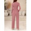 imagePRETTYGARDEN Womens Jumpsuit Dressy Casual Spring Fall Fashion One Piece Outfits Long Sleeve Mock Neck Wide Leg Pants RompersPink