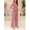 imagePRETTYGARDEN Womens Jumpsuit Dressy Casual Spring Fall Fashion One Piece Outfits Long Sleeve Mock Neck Wide Leg Pants RompersPink