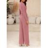 imagePRETTYGARDEN Womens Jumpsuit Dressy Casual Spring Fall Fashion One Piece Outfits Long Sleeve Mock Neck Wide Leg Pants RompersPink