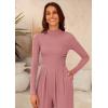 imagePRETTYGARDEN Womens Jumpsuit Dressy Casual Spring Fall Fashion One Piece Outfits Long Sleeve Mock Neck Wide Leg Pants RompersPink