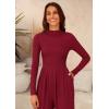 imagePRETTYGARDEN Womens Jumpsuit Dressy Casual Spring Fall Fashion One Piece Outfits Long Sleeve Mock Neck Wide Leg Pants RompersWine Red