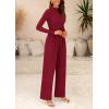 imagePRETTYGARDEN Womens Jumpsuit Dressy Casual Spring Fall Fashion One Piece Outfits Long Sleeve Mock Neck Wide Leg Pants RompersWine Red