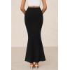 imagePRETTYGARDEN Womens Maxi Mermaid Bodycon Skirt 2025 Trendy Summer Casual High Waisted Ruffle Ruched Long Mesh SkirtsBlack
