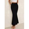 imagePRETTYGARDEN Womens Maxi Mermaid Bodycon Skirt 2025 Trendy Summer Casual High Waisted Ruffle Ruched Long Mesh SkirtsBlack