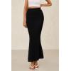 imagePRETTYGARDEN Womens Maxi Mermaid Bodycon Skirt 2025 Trendy Summer Casual High Waisted Ruffle Ruched Long Mesh SkirtsBlack