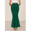 imagePRETTYGARDEN Womens Maxi Mermaid Bodycon Skirt 2025 Trendy Summer Casual High Waisted Ruffle Ruched Long Mesh SkirtsDark Green