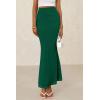 imagePRETTYGARDEN Womens Maxi Mermaid Bodycon Skirt 2025 Trendy Summer Casual High Waisted Ruffle Ruched Long Mesh SkirtsDark Green