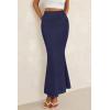 imagePRETTYGARDEN Womens Maxi Mermaid Bodycon Skirt 2025 Trendy Summer Casual High Waisted Ruffle Ruched Long Mesh SkirtsNavy