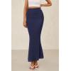 imagePRETTYGARDEN Womens Maxi Mermaid Bodycon Skirt 2025 Trendy Summer Casual High Waisted Ruffle Ruched Long Mesh SkirtsNavy