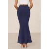 imagePRETTYGARDEN Womens Maxi Mermaid Bodycon Skirt 2025 Trendy Summer Casual High Waisted Ruffle Ruched Long Mesh SkirtsNavy