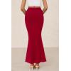 imagePRETTYGARDEN Womens Maxi Mermaid Bodycon Skirt 2025 Trendy Summer Casual High Waisted Ruffle Ruched Long Mesh SkirtsRed
