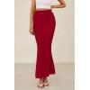 imagePRETTYGARDEN Womens Maxi Mermaid Bodycon Skirt 2025 Trendy Summer Casual High Waisted Ruffle Ruched Long Mesh SkirtsRed