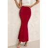 imagePRETTYGARDEN Womens Maxi Mermaid Bodycon Skirt 2025 Trendy Summer Casual High Waisted Ruffle Ruched Long Mesh SkirtsRed
