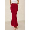 imagePRETTYGARDEN Womens Maxi Mermaid Bodycon Skirt 2025 Trendy Summer Casual High Waisted Ruffle Ruched Long Mesh SkirtsRed