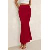 imagePRETTYGARDEN Womens Maxi Mermaid Bodycon Skirt 2025 Trendy Summer Casual High Waisted Ruffle Ruched Long Mesh SkirtsRed