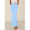 imagePRETTYGARDEN Womens Maxi Mermaid Bodycon Skirt 2025 Trendy Summer Casual High Waisted Ruffle Ruched Long Mesh SkirtsSky Blue