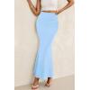 imagePRETTYGARDEN Womens Maxi Mermaid Bodycon Skirt 2025 Trendy Summer Casual High Waisted Ruffle Ruched Long Mesh SkirtsSky Blue