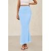 imagePRETTYGARDEN Womens Maxi Mermaid Bodycon Skirt 2025 Trendy Summer Casual High Waisted Ruffle Ruched Long Mesh SkirtsSky Blue