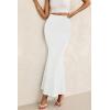 imagePRETTYGARDEN Womens Maxi Mermaid Bodycon Skirt 2025 Trendy Summer Casual High Waisted Ruffle Ruched Long Mesh SkirtsWhite