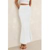 imagePRETTYGARDEN Womens Maxi Mermaid Bodycon Skirt 2025 Trendy Summer Casual High Waisted Ruffle Ruched Long Mesh SkirtsWhite