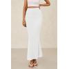 imagePRETTYGARDEN Womens Maxi Mermaid Bodycon Skirt 2025 Trendy Summer Casual High Waisted Ruffle Ruched Long Mesh SkirtsWhite