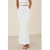imagePRETTYGARDEN Womens Maxi Mermaid Bodycon Skirt 2025 Trendy Summer Casual High Waisted Ruffle Ruched Long Mesh SkirtsWhite