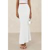 imagePRETTYGARDEN Womens Maxi Mermaid Bodycon Skirt 2025 Trendy Summer Casual High Waisted Ruffle Ruched Long Mesh SkirtsWhite