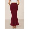 imagePRETTYGARDEN Womens Maxi Mermaid Bodycon Skirt 2025 Trendy Summer Casual High Waisted Ruffle Ruched Long Mesh SkirtsWine Red