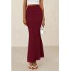 imagePRETTYGARDEN Womens Maxi Mermaid Bodycon Skirt 2025 Trendy Summer Casual High Waisted Ruffle Ruched Long Mesh SkirtsWine Red
