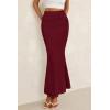 imagePRETTYGARDEN Womens Maxi Mermaid Bodycon Skirt 2025 Trendy Summer Casual High Waisted Ruffle Ruched Long Mesh SkirtsWine Red