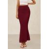 imagePRETTYGARDEN Womens Maxi Mermaid Bodycon Skirt 2025 Trendy Summer Casual High Waisted Ruffle Ruched Long Mesh SkirtsWine Red