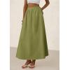 imagePRETTYGARDEN Womens Maxi Skirts 2025 Summer Trendy Ruffle High Waisted Casual Long Flowy Skirt with PocketsArmy Green